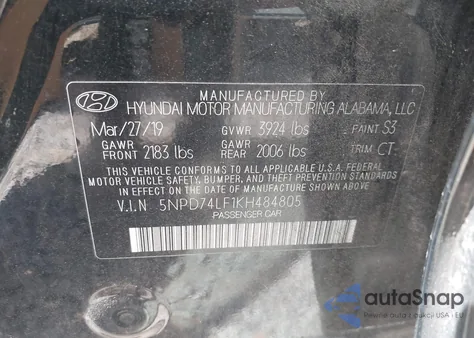 2019 Hyundai Elantra Se из США, поврежденный, VIN 5NPD74LF1KH484805